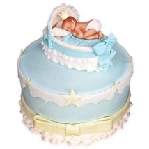 Baby In The Crib Fondant Cake